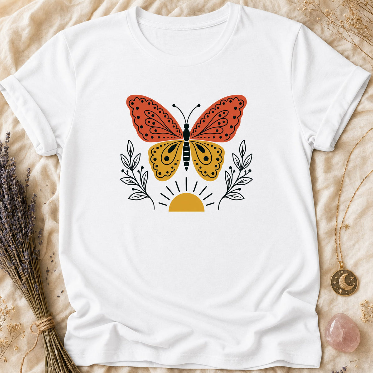 Folk Butterfly - White [folk-butterfly]